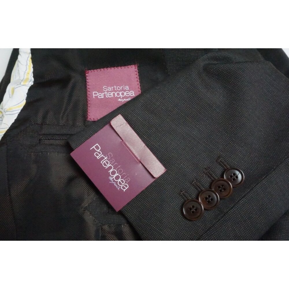 Sartoria Partenopea Brown Woven 100% Wool 2 Pc Suit Jacket Pants 44R BRAND NEW
